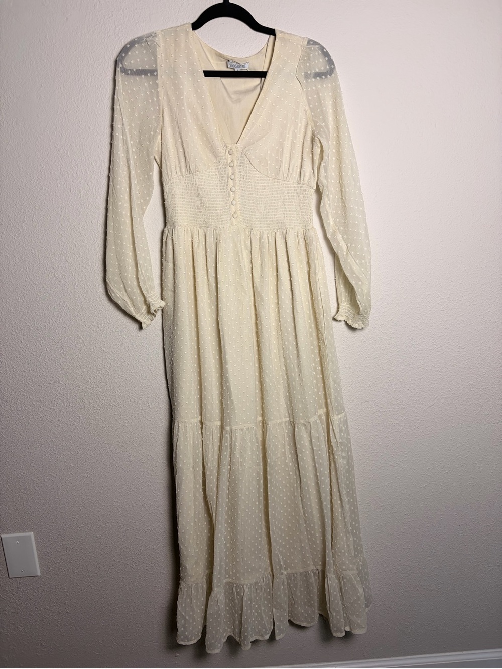 Patrons of Peace Cream Long Sleeve Maxi Dress